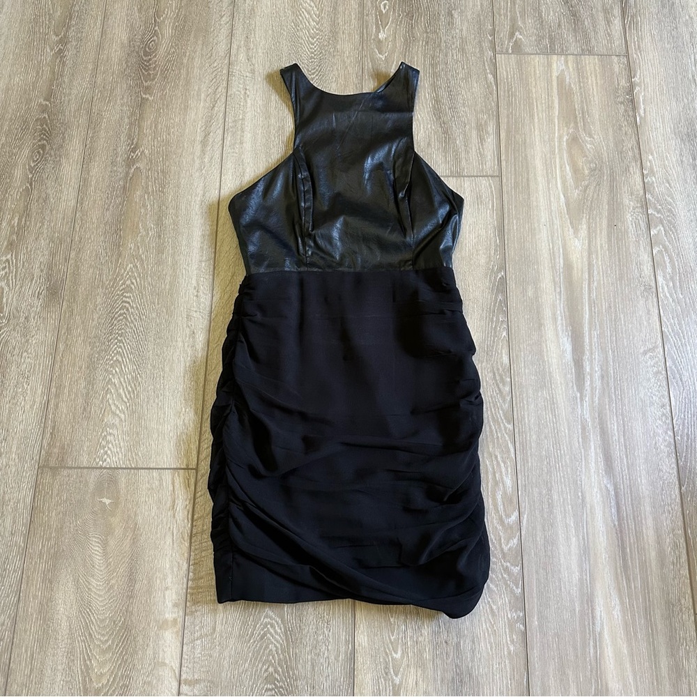 Abyss black faux leather dress